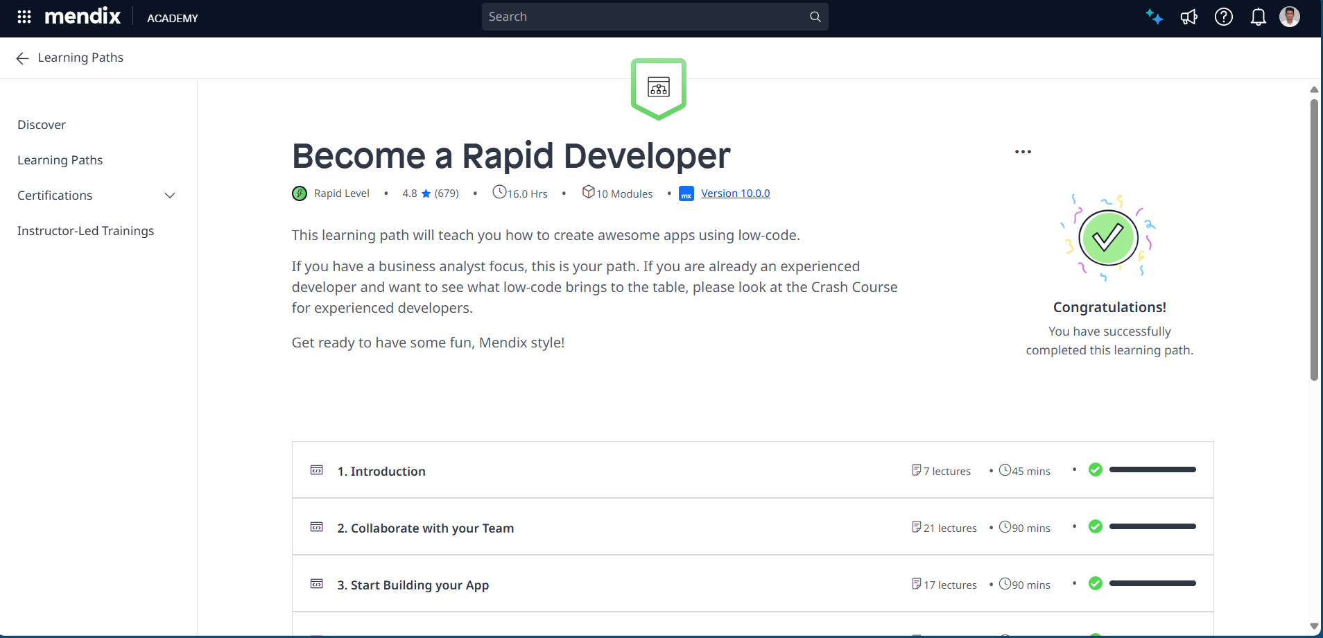 Mendix Rapid Developer Certificate