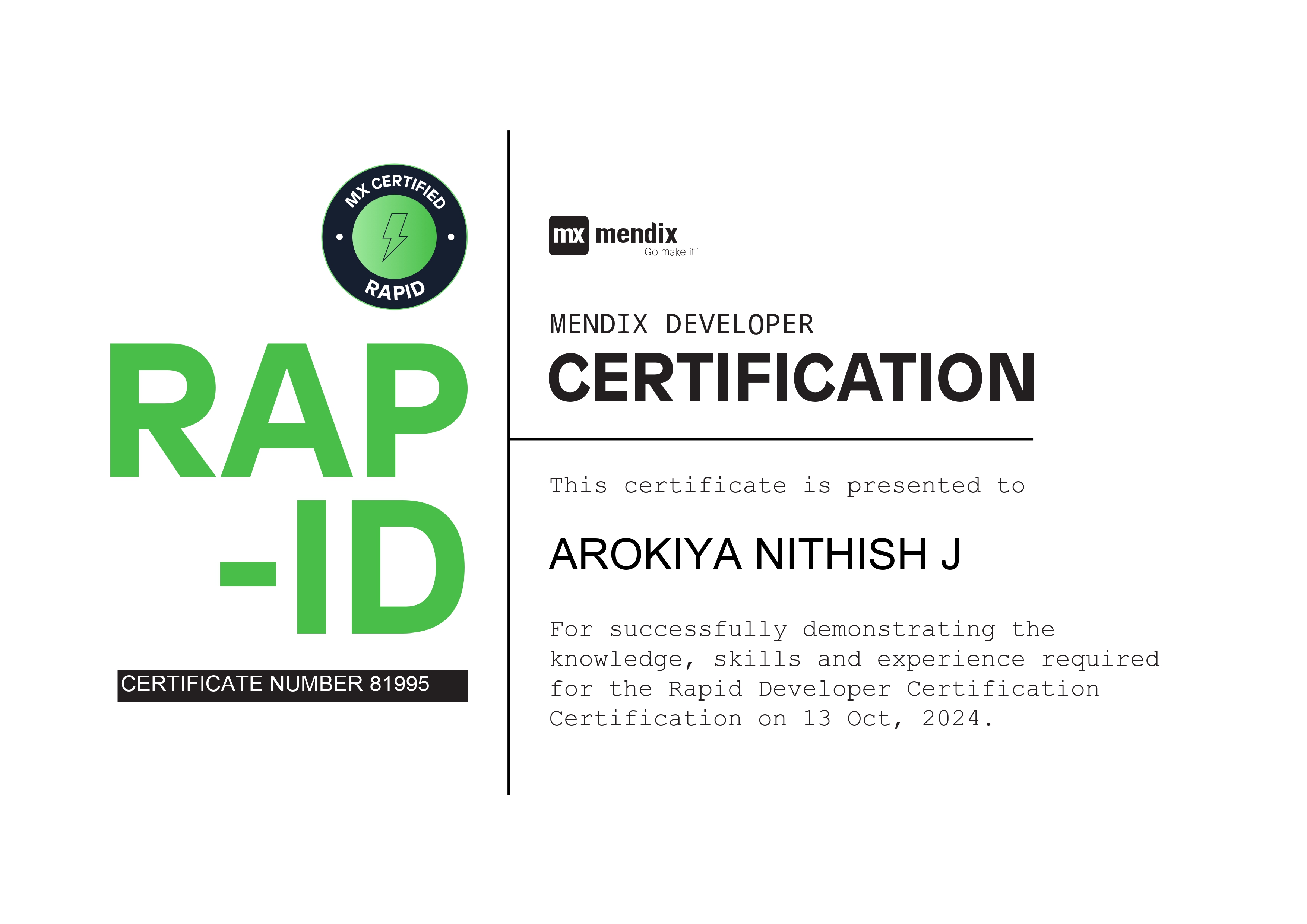 Mendix Rapid Developer Certificate